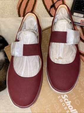 Dr. Scholl's Burgundy Mary Jane Slip-Ons with Elastic Strap